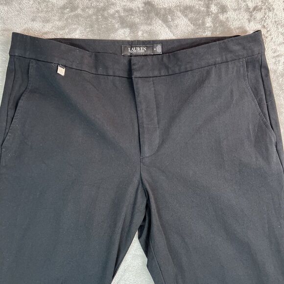 Lauren Ralph Lauren Pants Women 14 Black Stretch Cotton Skinny Black Label - Picture 5 of 10